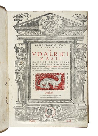  Zasius Ulrich : Responsorum iuris sive consiliorum [...] liber primus [-secundus].  - Asta Libri, autografi e manoscritti - Libreria Antiquaria Gonnelli - Casa d'Aste - Gonnelli Casa d'Aste