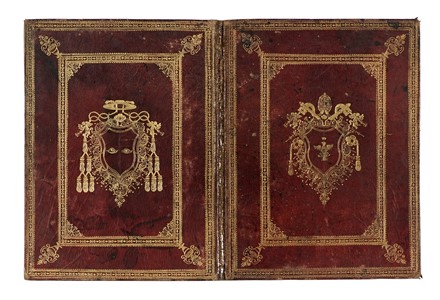 Legatura in marocchino rosso con armi di Leone XII. Legatura, Collezionismo e Bibliografia  [..]