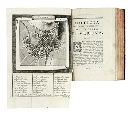  Montanari Pietro : La Verona illustrata ridotta in compendio principalmente per uso de' forestieri con varie aggiunte. Premessa in ristretto la vita del marchese Scipione Maffei. Parte prima [-seconda].  - Asta Libri, autografi e manoscritti - Libreria Antiquaria Gonnelli - Casa d'Aste - Gonnelli Casa d'Aste