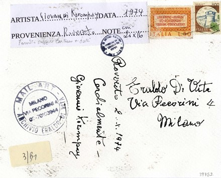  Giovanni Korompay  (Venezia, 1904 - Rovereto, 1988) : Senza titolo.  Eraldo Di  [..]