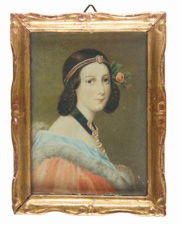  Scuola europea del XIX secolo : Ritratto di giovane donna  - Asta Fotografie, Dipinti e Sculture - Libreria Antiquaria Gonnelli - Casa d'Aste - Gonnelli Casa d'Aste