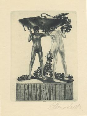  Alois Kolb  (Vienna, 1875 - Lipsia, 1942) : Quattro ex libris.  - Auction Prints and Drawings - Libreria Antiquaria Gonnelli - Casa d'Aste - Gonnelli Casa d'Aste