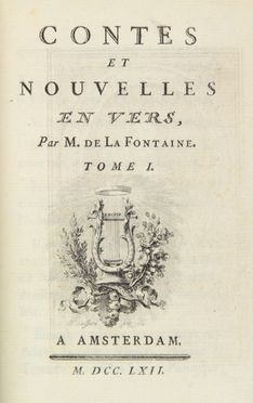  La Fontaine Jean (de) : Contes et Nouvelles en Vers. Tome Premier (-II).  Christophe Charles Eisen, Pierre-Philippe Choffard  - Asta Manoscritti, Incunaboli, Autografi e Libri a stampa - Libreria Antiquaria Gonnelli - Casa d'Aste - Gonnelli Casa d'Aste