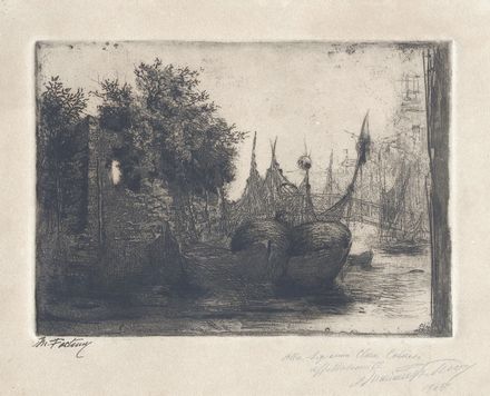  Mariano Fortuny y Madrazo  (Granada, 1871 - Venezia, 1949) : Venecia. Barcas de pescadores.  - Asta Stampe e Disegni - Libreria Antiquaria Gonnelli - Casa d'Aste - Gonnelli Casa d'Aste