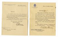 2 lettere dattiloscritte con firma autografa inviate al Grande Ammiraglio Duca Paolo Thaon de Revel.