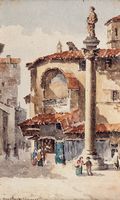 Mercato vecchio a Firenze con la Colonna dell'Abbondanza.