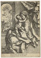 La Vergine col Bambino e san Giuseppe sullo sfondo.