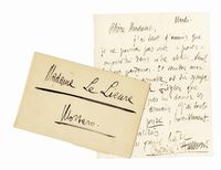Lettera autografa firmata inviata a Madame Le Lieure, moglie del celebre fotografo francese.