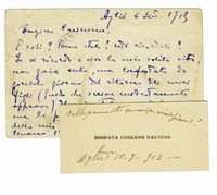 Cartolina postale viaggiata autografa di Gozzano scritta per conto della madre e inviata alla cugina.