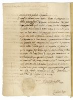 'Instruttione a voi Ms. Averavdo de' Medici per la espeditione di Valdinivole'. Con firma autografa 'Il Duca di Fiorenza' controfirmato da Cristiano Pagni.