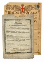 Raccolta di oltre 100 locandine, programmi di sala di teatri italiani e stranieri insieme a sonetti per cantanti.