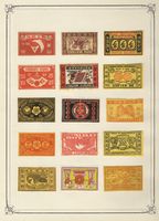 2 album di francobolli ed etichette - Timbres Guerre 1914 - di vari paesi anche Giappone.