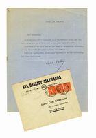 Lettera dattiloscritta con firma autografa inviata a Carl Bjorkman.