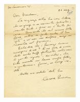 Lettera autografa firmata invita al libraio Cesare Branduani.
