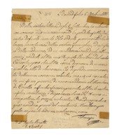 Lettera con firma autografa inviata alla N.D. Agata Rivolti, Napoli