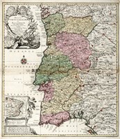 Tre mappe raffiguranti paesi e territori della penisola iberica con Catalogna, Portogallo e Gibilterra.
