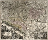Cinque mappe dei Balcani e della Mitteleuropa, con Ungheria, Transilvania, Boemia e Moravia.