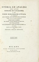 Storia ed analisi degli antichi romanzi di cavalleria e dei poemi romanzeschi d'Italia... Volume primo (-quarto).