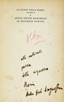 Dedica autografa su libro Le maschere romane.