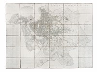 Lotto comprendente una mappa ottocentesca di Roma e un testo settecentesco sui suoi rioni.