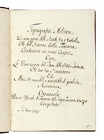 Topografia Militare/Di una parte delle Strade, Vie, Viottoli/Che dall'Interno della Toscana/Conducono su i suoi Confini/Con/La Descrizione del Paese, delle Citt, e Fortezze [...] Compilato/L'Anno 1747.