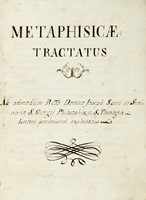 Metafisicae Tractatus Ab admodum Recto Domino Joseph Speri in Seminario S. Georgii.