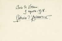 Storica fotografia aerea dei volantini che cadono su Vienna con annotazione autografa di d'Annunzio.