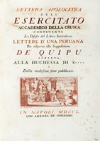 Lettera apologetica dell'Esercitato accademico della Crusca contenente la difesa del libro intitolato Lettere d'una Peruana, per rispetto alla supposizione de' Quipu...