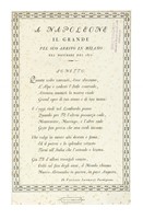 A Napoleone il Grande pel suo arrivo in Milano nel novembre del 1807. Sonetto.