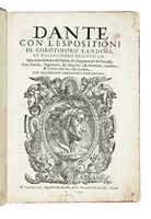 Dante con l'espositioni di Christoforo Landino et d'Alessandro Vellutello. Sopra la sua Comedia dell'Inferno, del Purgatorio, & del Paradiso.