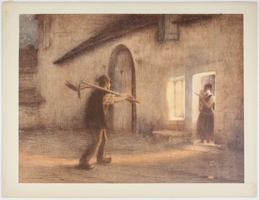  Henri Meunier  (Ixelles, 1873 - Bruxelles, 1922) : Le retour des champs.  - Auction Timed Auction: Prints & drawings - Libreria Antiquaria Gonnelli - Casa d'Aste - Gonnelli Casa d'Aste