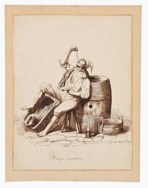  Raffaele Postiglione  (Napoli, 1818 - 1897) : Mangia maccheroni.  - Asta Asta a tempo: Stampe & disegni - Libreria Antiquaria Gonnelli - Casa d'Aste - Gonnelli Casa d'Aste
