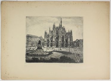  Giuseppe Miti Zanetti  (Modena,  - Milano, 1929) : Piazza del duomo a Milano.  - Auction Timed Auction: Prints & drawings - Libreria Antiquaria Gonnelli - Casa d'Aste - Gonnelli Casa d'Aste