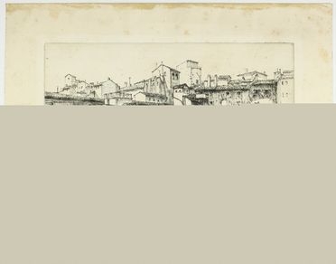  Emilio Mazzoni Zarini  (Firenze, 1869 - 1949) : Luci ed ombre sul Ponte Vecchio.  - Asta Asta a tempo: Stampe & disegni - Libreria Antiquaria Gonnelli - Casa d'Aste - Gonnelli Casa d'Aste