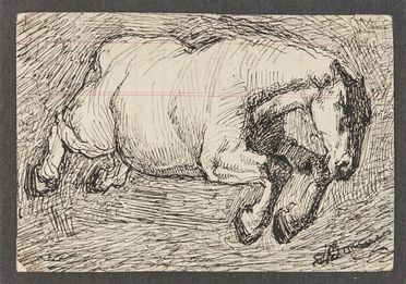  Domenico Baccarini  (Faenza, 1882 - 1907) : Cavallo al galoppo. (Da Segantini).  Giovanni Segantini  (Arco, 1858 - Schafberg, 1899)  - Asta Manoscritti, Libri, Autografi, Stampe & Disegni - Libreria Antiquaria Gonnelli - Casa d'Aste - Gonnelli Casa d'Aste