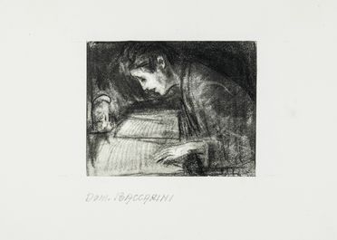  Domenico Baccarini  (Faenza, 1882 - 1907) : Uomo che legge.  - Asta Manoscritti, Libri, Autografi, Stampe & Disegni - Libreria Antiquaria Gonnelli - Casa d'Aste - Gonnelli Casa d'Aste