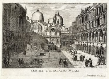  Luca Carlevarijs  (Udine, 1663 - Venezia, 1730) : Cortile del Palazzo Ducale.  - Auction Books, Prints and Drawings - Libreria Antiquaria Gonnelli - Casa d'Aste - Gonnelli Casa d'Aste
