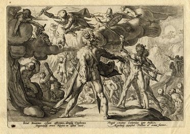  Hendrik Goltzius  (Mhlbracht,, 1558 - Haarlem,, 1617) : I giganti scalano il monte Olimpo. (Ovidio, Metamorfosi, I, 151-162).  - Auction Books, Prints and Drawings - Libreria Antiquaria Gonnelli - Casa d'Aste - Gonnelli Casa d'Aste