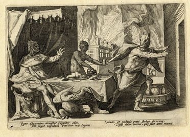  Hendrik Goltzius  (Mhlbracht,, 1558 - Haarlem,, 1617) : Licaone mutato in lupo.  (Ovidio, Metamorfosi, I, 209-243).  - Auction Books, Prints and Drawings - Libreria Antiquaria Gonnelli - Casa d'Aste - Gonnelli Casa d'Aste