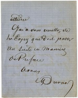  Dumas Alexandre (pre) : Lettera autografa firmata.  - Asta Libri, manoscritti e autografi - Libreria Antiquaria Gonnelli - Casa d'Aste - Gonnelli Casa d'Aste
