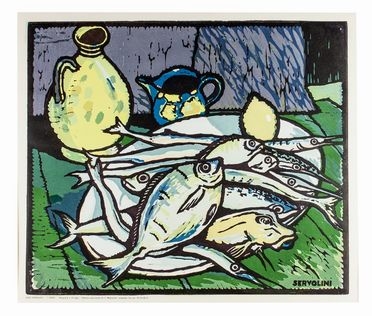  Luigi Servolini  (Livorno, 1900 - 1981) : I pesci.  - Asta Stampe, Disegni e Dipinti dal XVI al XX secolo - Libreria Antiquaria Gonnelli - Casa d'Aste - Gonnelli Casa d'Aste