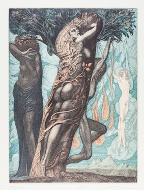  Ernst Fuchs  (Vienna, 1930 - Vienna, 2015) : Daphne in Eva mystica.  - Auction Prints, Drawings and Paintings from 16th until 20th centuries - Libreria Antiquaria Gonnelli - Casa d'Aste - Gonnelli Casa d'Aste