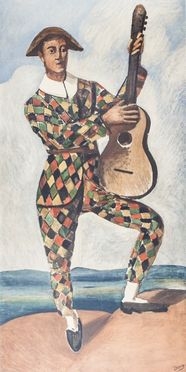  Andr Derain  (Chatou, 1880 - Garches, 1954) : Arlequin  la guitare.  - Auction Prints, Drawings and Paintings from 16th until 20th centuries - Libreria Antiquaria Gonnelli - Casa d'Aste - Gonnelli Casa d'Aste