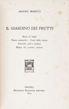  Moretti Marino : Il giardino dei frutti.  - Asta Libri, Manoscritti e Autografi - Libreria Antiquaria Gonnelli - Casa d'Aste - Gonnelli Casa d'Aste