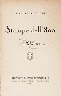  Palazzeschi Aldo : Stampe dell'800. Letteratura italiana, Letteratura  - Auction Books, Manuscripts & Autographs - Libreria Antiquaria Gonnelli - Casa d'Aste - Gonnelli Casa d'Aste