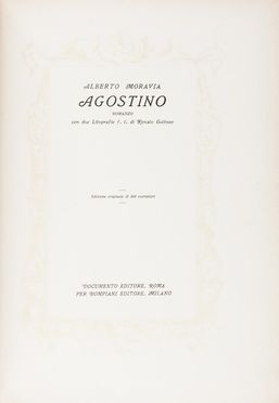  Moravia Alberto : Agostino.  Renato Guttuso  (Bagheria, 1911 - Roma, 1987)  - Asta Libri, Manoscritti e Autografi - Libreria Antiquaria Gonnelli - Casa d'Aste - Gonnelli Casa d'Aste