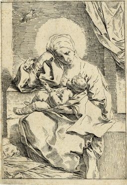  Simone Cantarini  (Pesaro, 1612 - Verona, 1648) : La Vergine col Bambino e l'uccellino.  - Auction Books & Graphics - Libreria Antiquaria Gonnelli - Casa d'Aste - Gonnelli Casa d'Aste