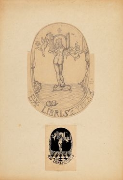  Alberto Martini  (Oderzo, 1876 - Milano, 1954) : Ex libris V(ittorio) Pica.  - Auction Books & Graphics - Libreria Antiquaria Gonnelli - Casa d'Aste - Gonnelli Casa d'Aste