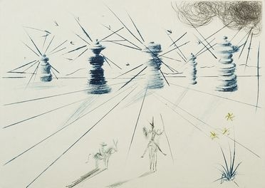  Salvador Dal  (Figueres, 1904 - 1989) : Don Quichotte et les moulins  vent.  - Auction Books & Graphics - Libreria Antiquaria Gonnelli - Casa d'Aste - Gonnelli Casa d'Aste