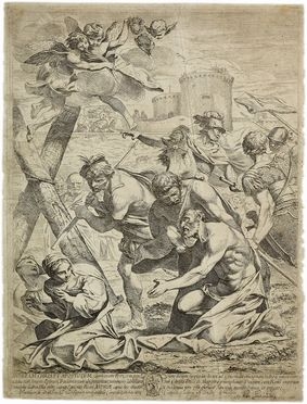  Francesco Giovani  (Roma, 1611 - ivi, 1669) : Sant'Andrea in adorazione della croce.  - Asta Libri & Grafica - Libreria Antiquaria Gonnelli - Casa d'Aste - Gonnelli Casa d'Aste